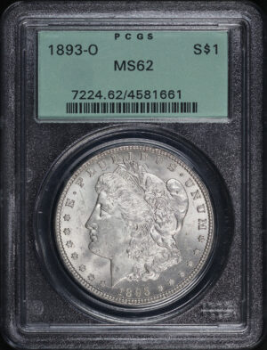 Obverse of this 1893-O Morgan Dollar PCGS MS-62 Old Green Holder