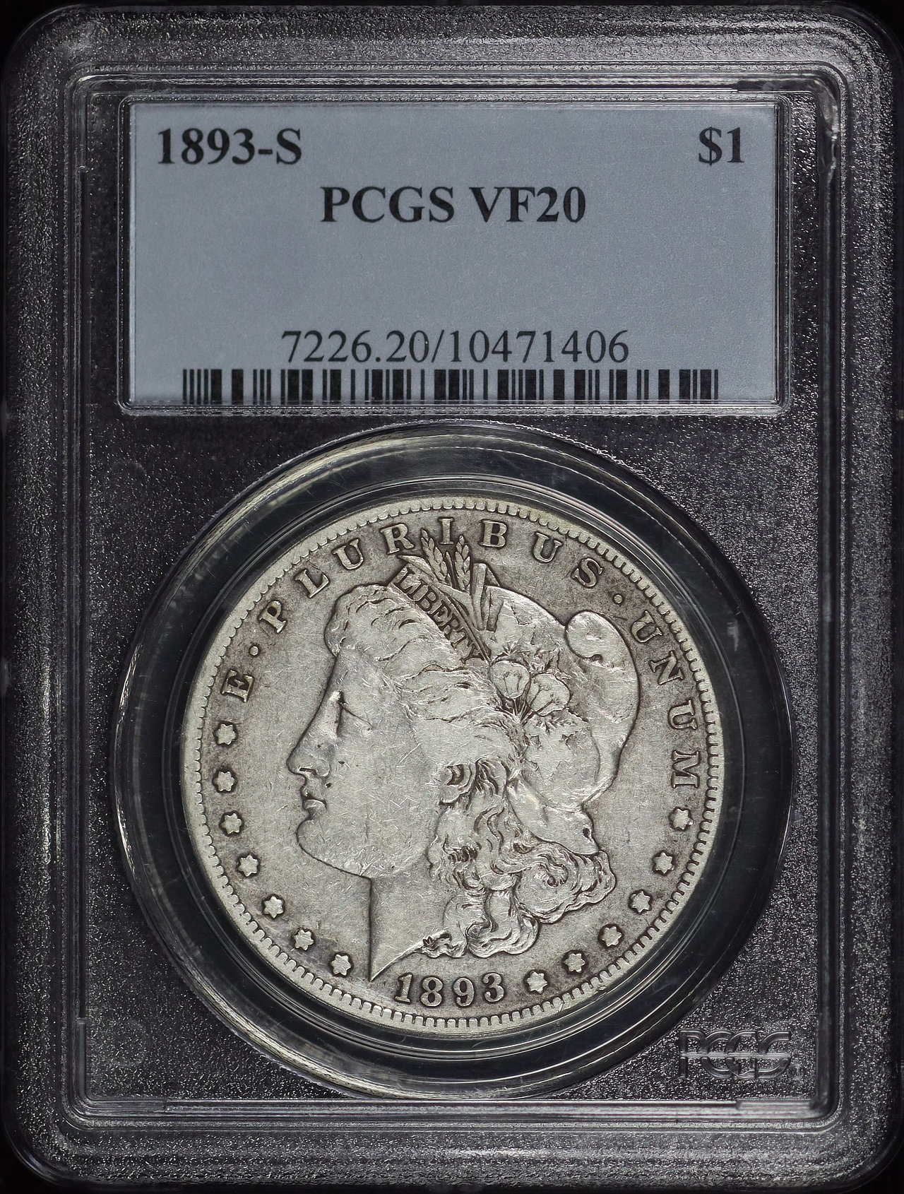 Obverse of this 1893-S Morgan Dollar PCGS VF-20