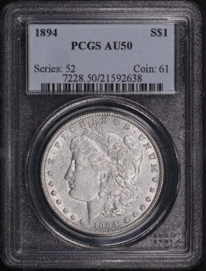 Obverse of this 1894 Morgan Dollar PCGS AU-50