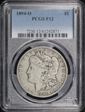 Obverse of this 1894-O Morgan Dollar PCGS F-12