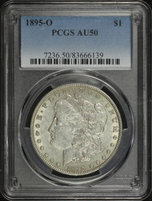 Obverse of this 1895-O Morgan Dollar PCGS AU-50