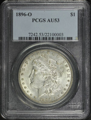 Obverse of this 1896-O Morgan Dollar PCGS AU-53