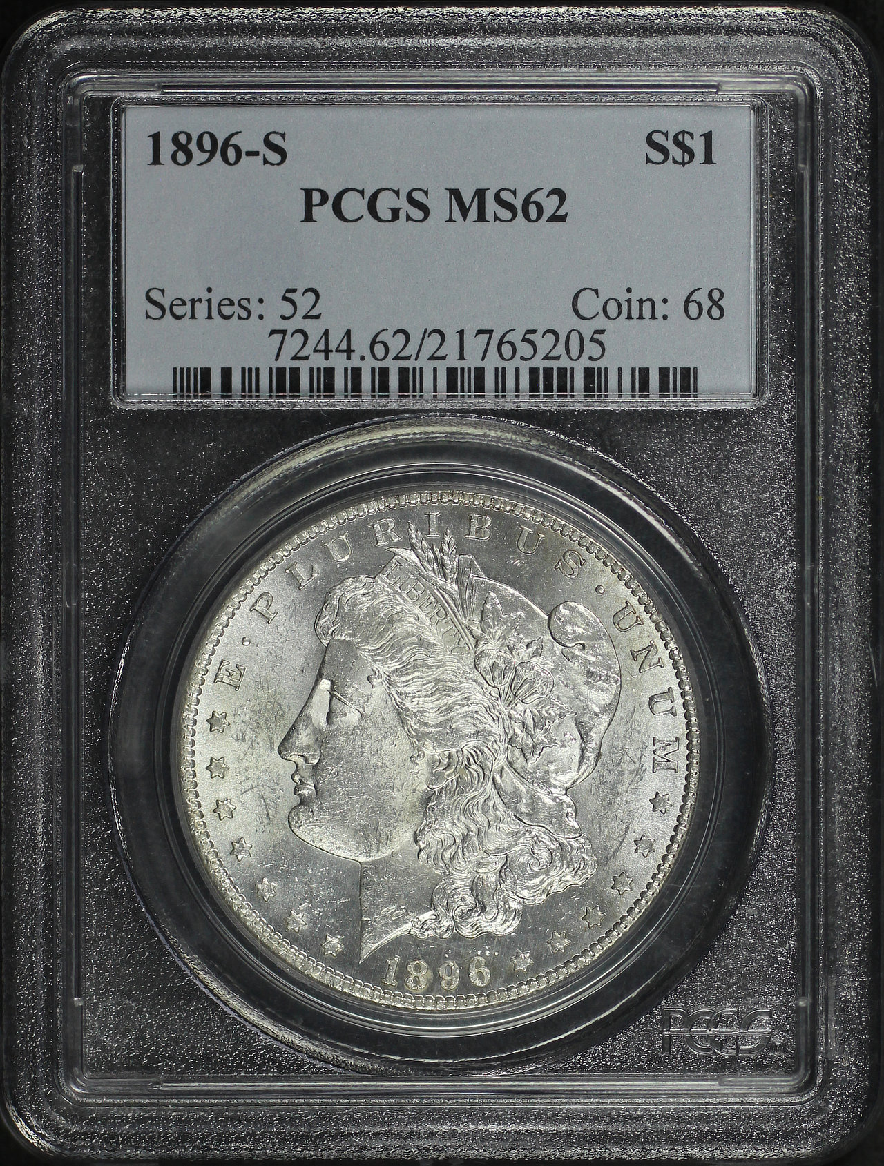 Obverse of this 1896-S Morgan Dollar PCGS MS-62