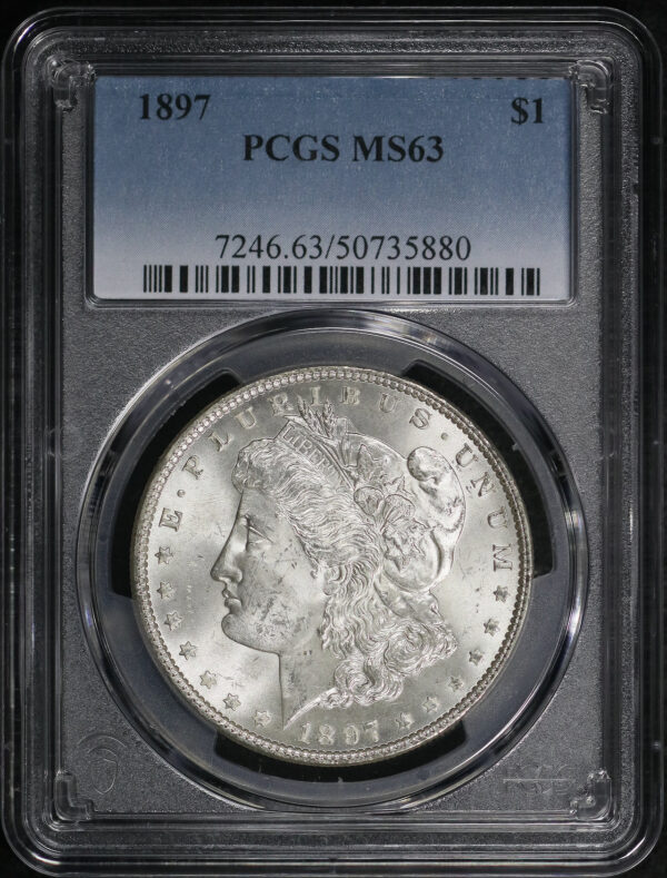 Obverse of this 1897 Morgan Dollar PCGS MS-63