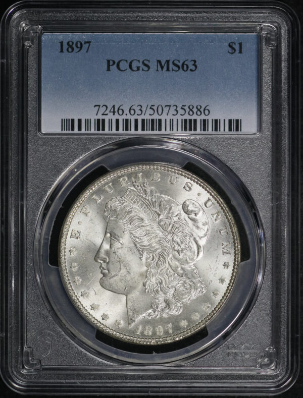 Obverse of this 1897 Morgan Dollar PCGS MS-63
