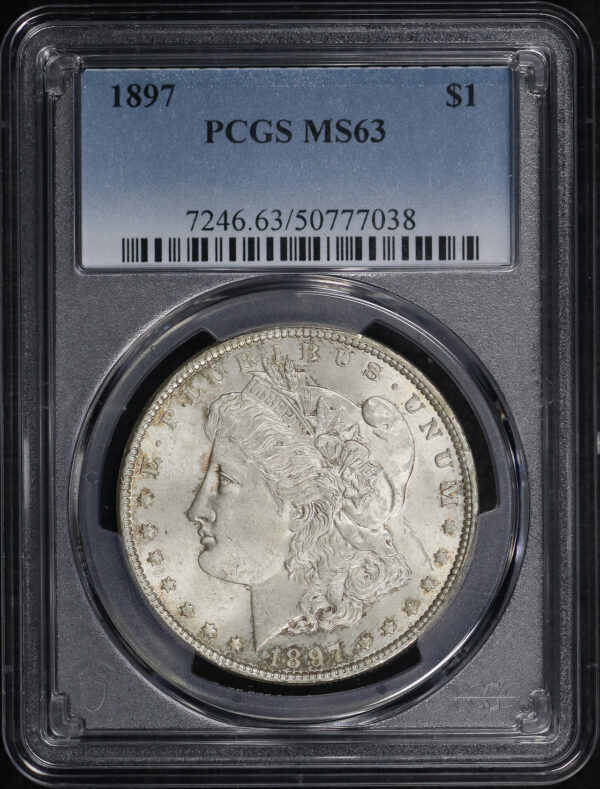 Obverse of this 1897 Morgan Dollar PCGS MS-63
