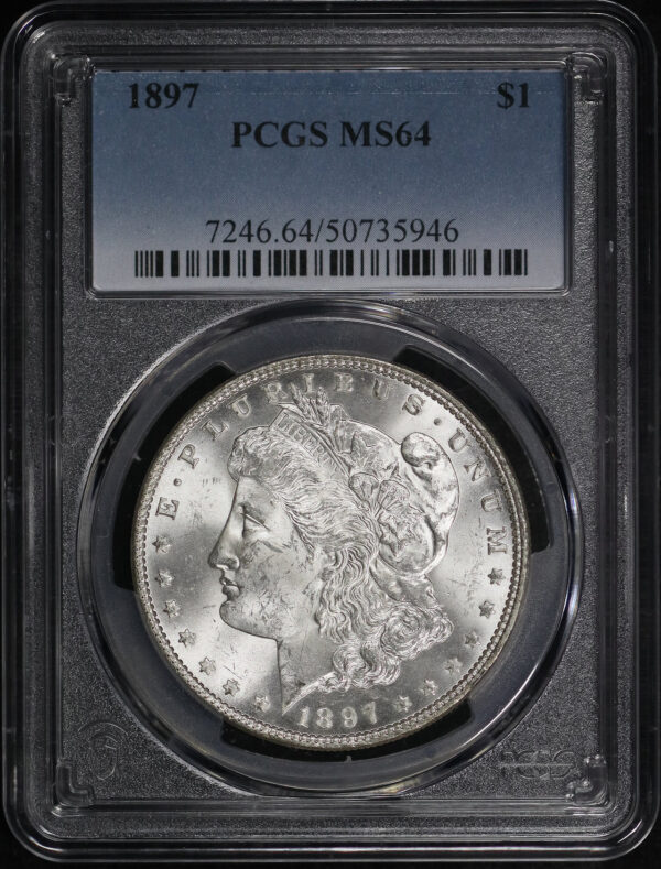Obverse of this 1897 Morgan Dollar PCGS MS-64