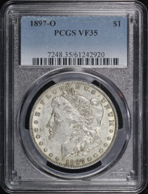 Obverse of this 1897-O Morgan Dollar PCGS VF-35