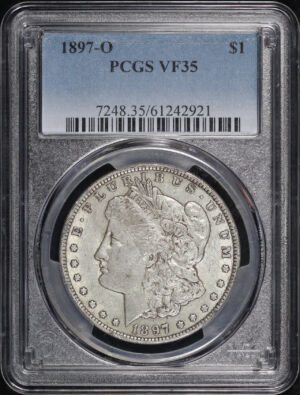 Obverse of this 1897-O Morgan Dollar PCGS VF-35