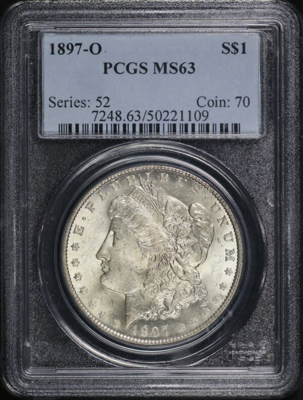 Obverse of this 1897-O Morgan Dollar PCGS MS-63