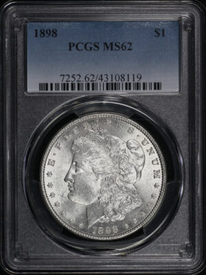 Obverse of this 1898 Morgan Dollar PCGS MS-62