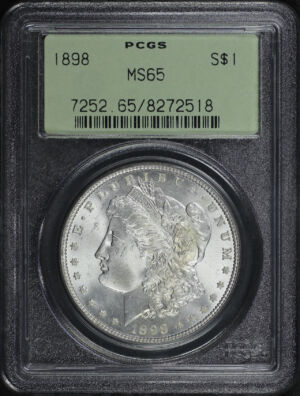 Obverse of this 1898 Morgan Dollar PCGS MS-65 Old Green Holder