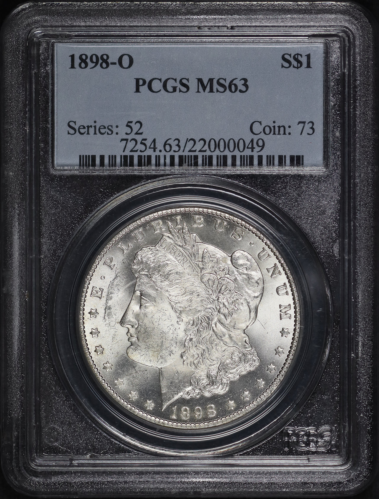 Obverse of this 1898-O Morgan Dollar PCGS MS-63
