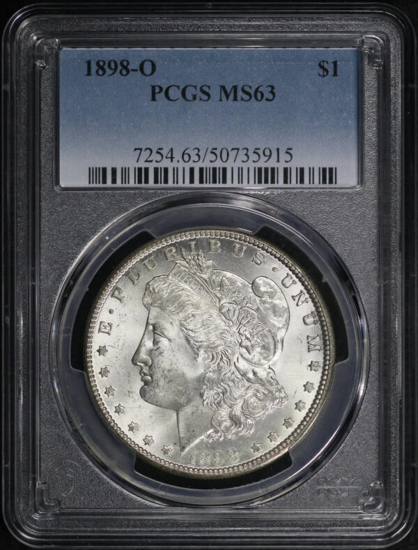 Obverse of this 1898-O Morgan Dollar PCGS MS-63