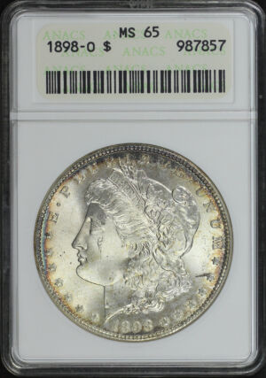 Obverse of this 1898-O Morgan Dollar ANACS MS-65