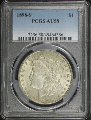 Obverse of this 1898-S Morgan Dollar PCGS AU-58