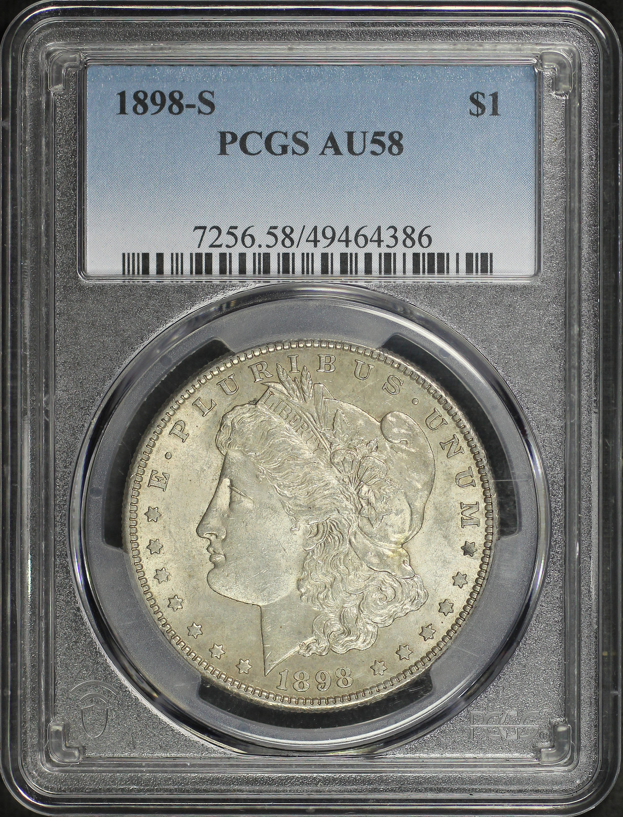 Obverse of this 1898-S Morgan Dollar PCGS AU-58