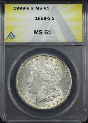 Obverse of this 1898-S Morgan Dollar ANACS MS-61
