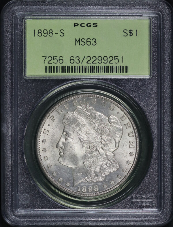 Obverse of this 1898-S Morgan Dollar PCGS MS-63 Old Green Holder
