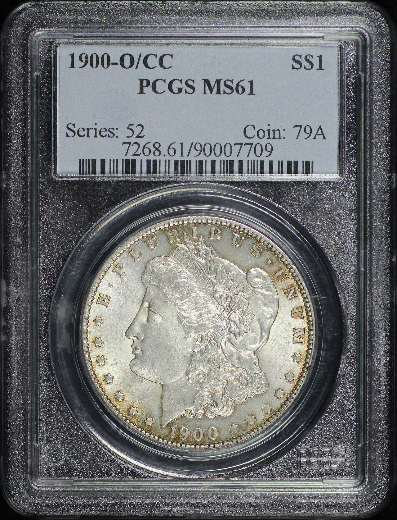 Obverse of this 1900-O/CC Morgan Dollar PCGS MS-61