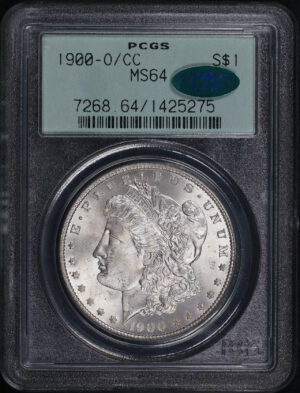 Obverse of this 1900-O/CC Morgan Dollar PCGS MS-64 CAC Old Green Holder