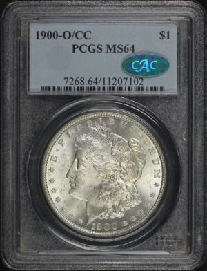 Obverse of this 1900-O/CC Morgan Dollar PCGS MS-64 CAC