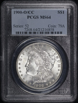 Obverse of this 1900-O/CC Morgan Dollar PCGS MS-64