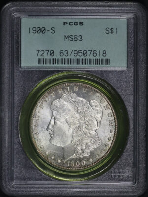 Obverse of this 1900-S Morgan Dollar PCGS MS-63 Old Green Holder