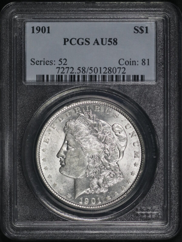 Obverse of this 1901 Morgan Dollar PCGS AU-58