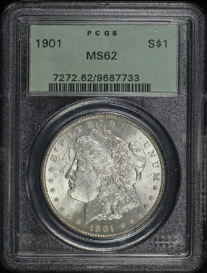 Obverse of this 1901 Morgan Dollar PCGS MS-62 Old Green Holder
