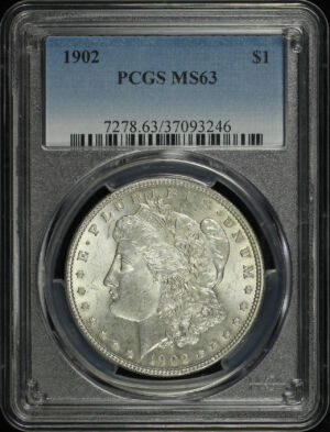 Obverse of this 1902 Morgan Dollar PCGS MS-63