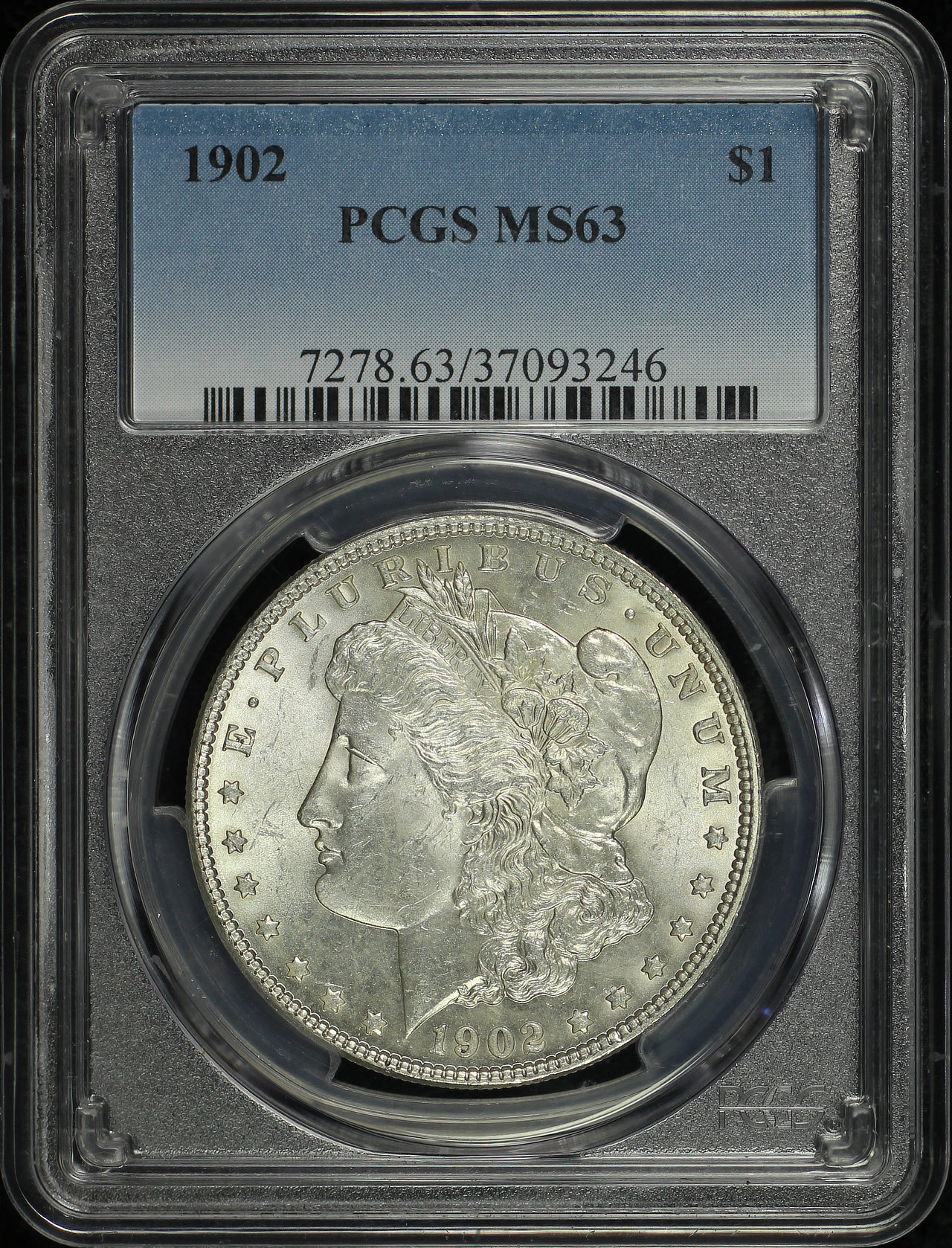 Obverse of this 1902 Morgan Dollar PCGS MS-63