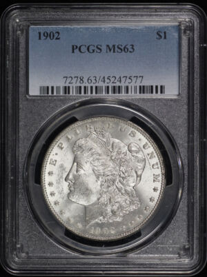 Obverse of this 1902 Morgan Dollar PCGS MS-63