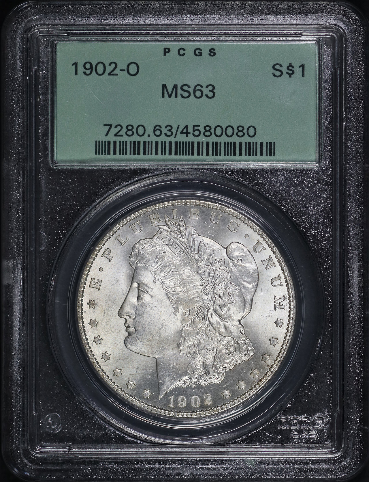 Obverse of this 1902-O Morgan Dollar PCGS MS-63 Old Green Holder