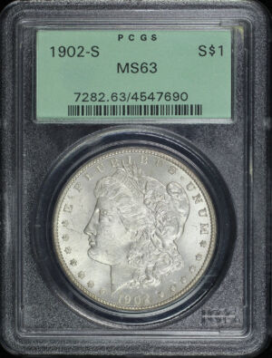 Obverse of this 1902-S Morgan Dollar PCGS MS-63 Old Green Holder