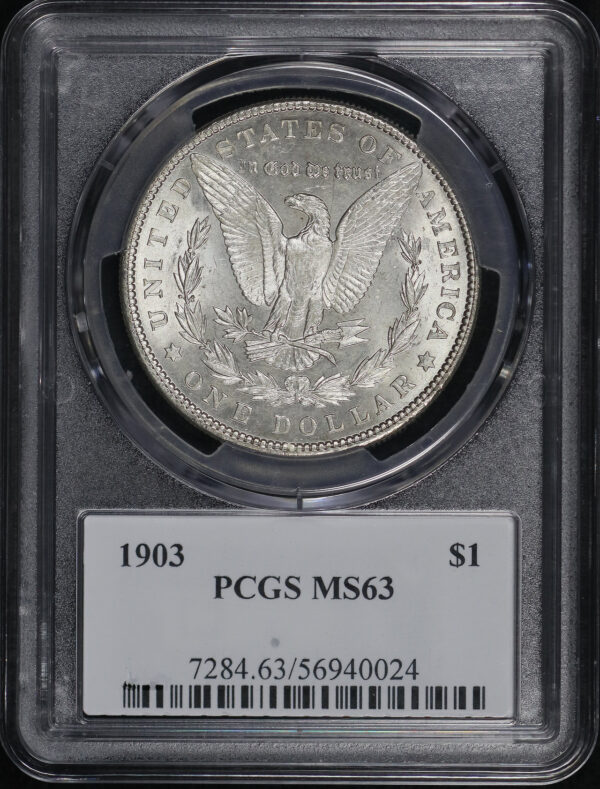 Reverse of this 1903 Morgan Dollar PCGS MS-63 LBE Long Beach Expo February 2025 Sunset Label
