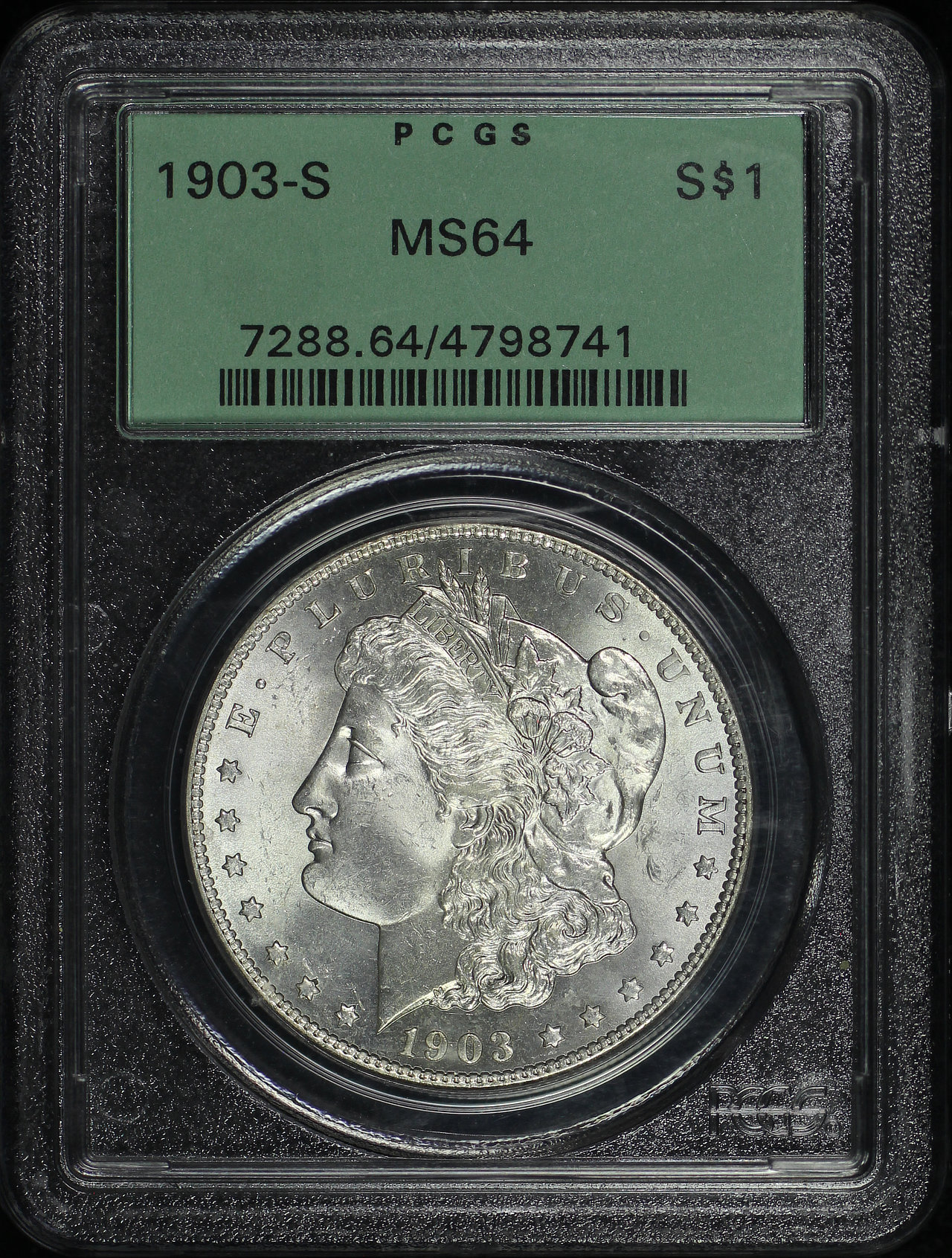 Obverse of this 1903-S Morgan Dollar PCGS MS-64 Old Green Holder