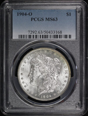 Obverse of this 1904-O Morgan Dollar PCGS MS-63 – Blue & Sunset Hue Reverse Toning