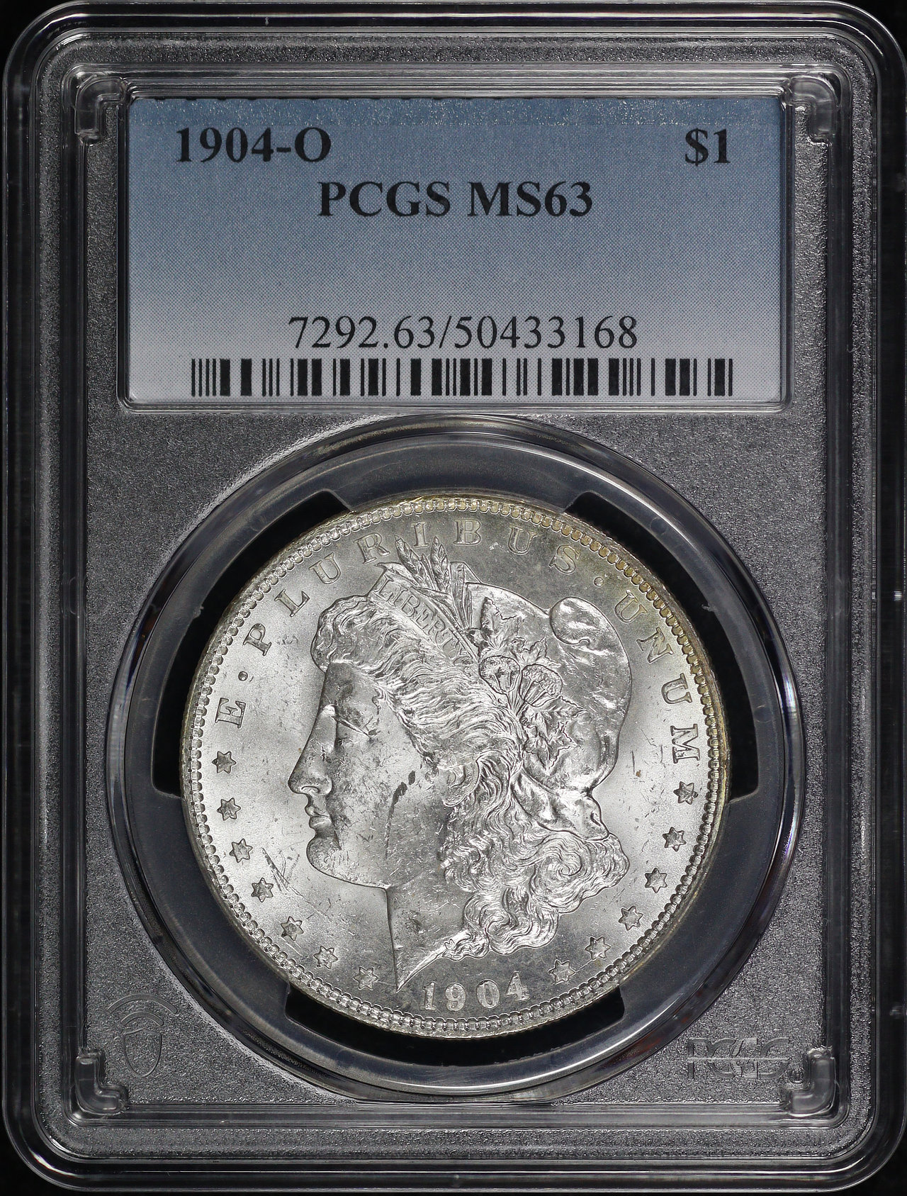 Obverse of this 1904-O Morgan Dollar PCGS MS-63 – Blue & Sunset Hue Reverse Toning