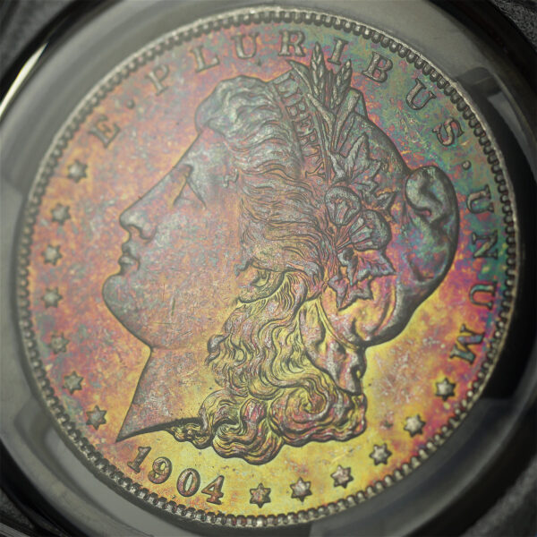Gallery image of this 1904-O Morgan Dollar PCGS MS-63 Velvety Obverse Toning
