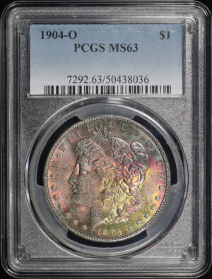 Obverse of this 1904-O Morgan Dollar PCGS MS-63 Velvety Obverse Toning
