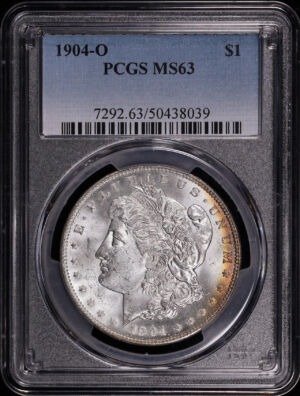 Obverse of this 1904-O Morgan Dollar PCGS MS-63 – Blue, Green, & Sunset Hue Reverse Toning