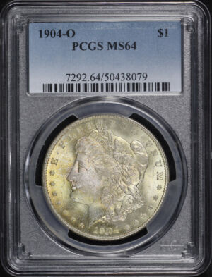 Obverse of this 1904-O Morgan Dollar PCGS MS-64 – Fiery Orange Obverse Toning