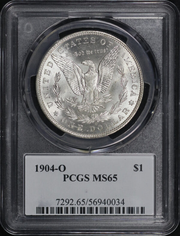 Reverse of this 1904-O Morgan Dollar PCGS MS-65 LBE Long Beach Expo February 2025 Sunset Label