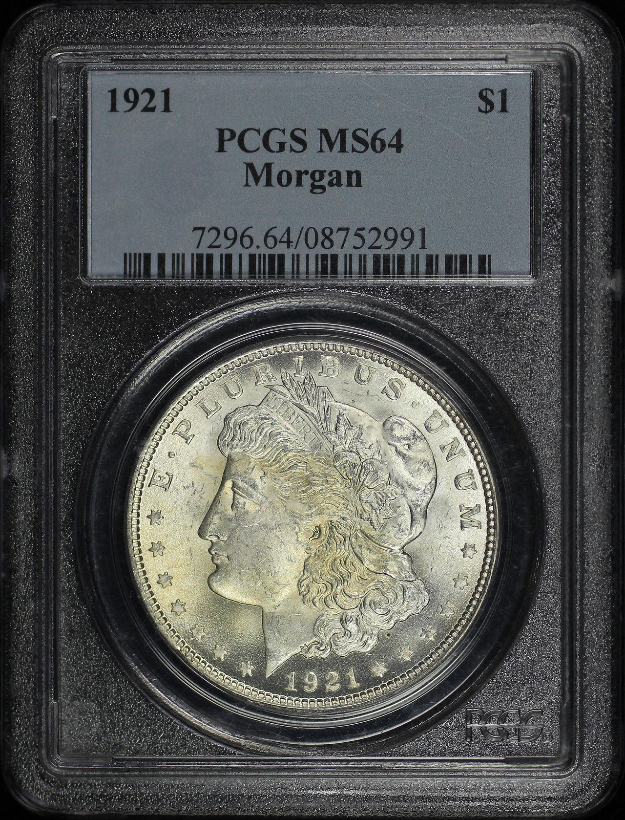 Obverse of this 1921 Morgan Dollar PCGS MS-64