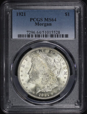 Obverse of this 1921 Morgan Dollar PCGS MS-64