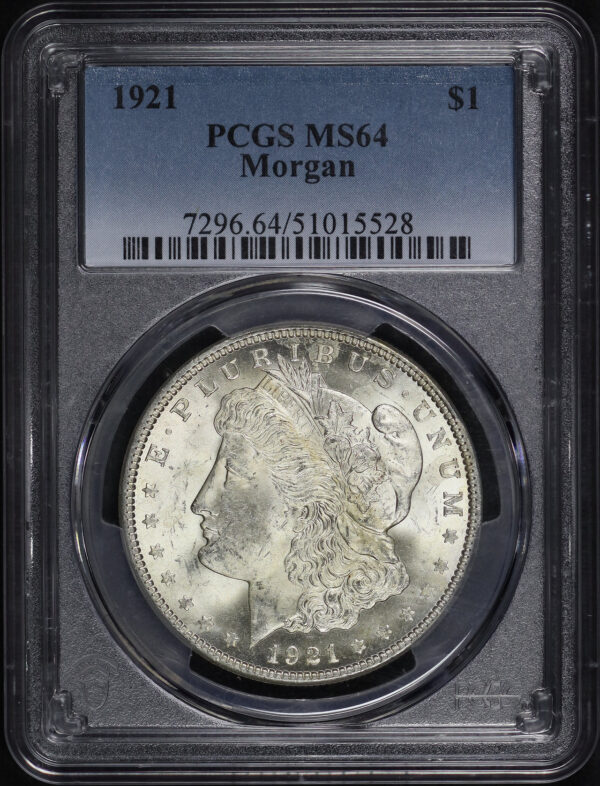 Obverse of this 1921 Morgan Dollar PCGS MS-64