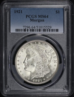 Obverse of this 1921 Morgan Dollar PCGS MS-64