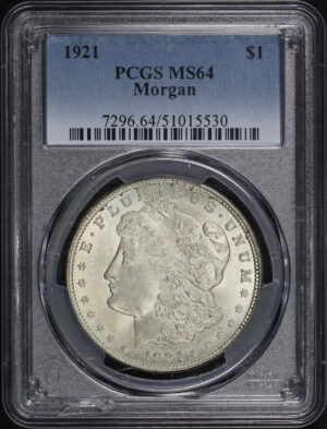 Obverse of this 1921 Morgan Dollar PCGS MS-64