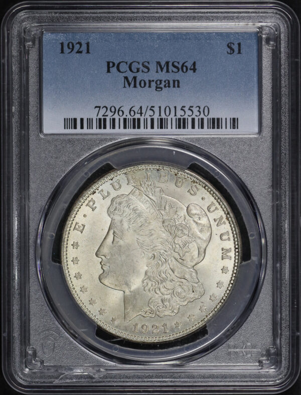 Obverse of this 1921 Morgan Dollar PCGS MS-64